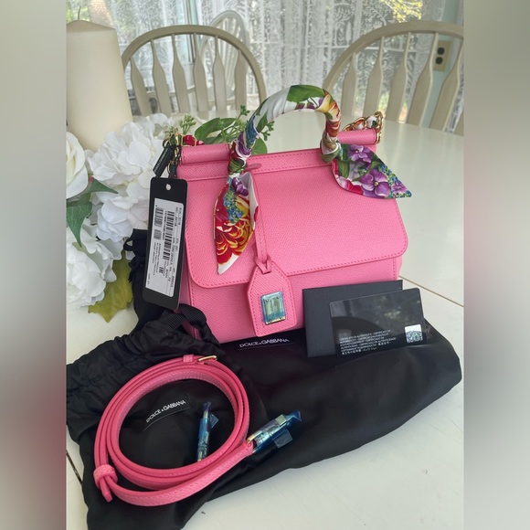 ❌SOLD OUT❌Dolce & Gabbana Pink Floral Sicily Top Handle Bag - Picture 8 of 13